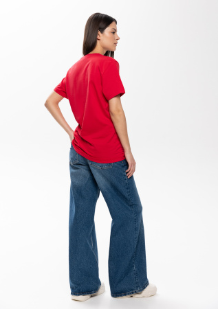 Красная футболка арт. 02 прямого кроя из 100% хлопка, 160 гр/м2, оптом | Мерч, униформа и текстиль для бизнеса  photo-5