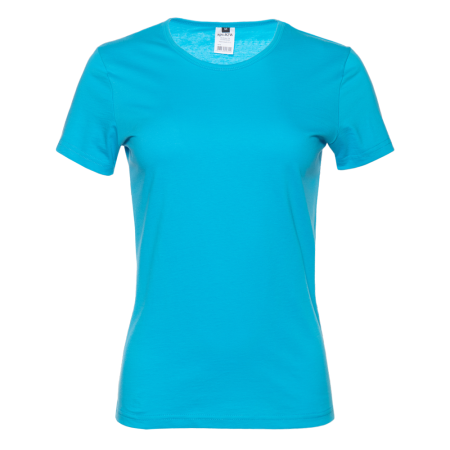 Женская бирюзовая футболка арт. 02W приталенного силуэта из 100% хлопка, 150 гр/м2, оптом | Мерч, униформа и текстиль для бизнеса 
 photo-0