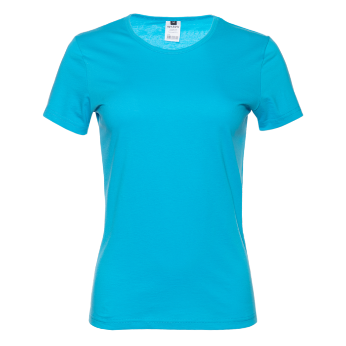 Женская бирюзовая футболка арт. 02W приталенного силуэта из 100% хлопка, 150 гр/м2, оптом | Мерч, униформа и текстиль для бизнеса 
 фото-0