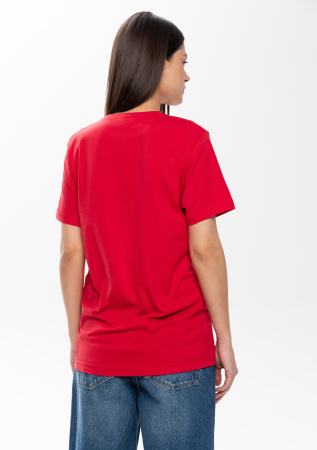 Красная футболка арт. 02 прямого кроя из 100% хлопка, 160 гр/м2, оптом | Мерч, униформа и текстиль для бизнеса  photo-6