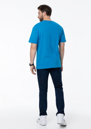 Лазурная футболка арт. 02 прямого кроя из 100% хлопка, 160 гр/м2, оптом | Мерч, униформа и текстиль для бизнеса  photo-6