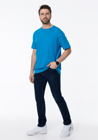 Лазурная футболка арт. 02 прямого кроя из 100% хлопка, 160 гр/м2, оптом | Мерч, униформа и текстиль для бизнеса  photo-6