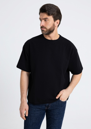 Чёрная футболка арт. 41 оверсайз кроя состав 95% хлопок 5% спандекс, 260 гр/м2, оптом | Мерч, униформа и текстиль для бизнеса   photo-5