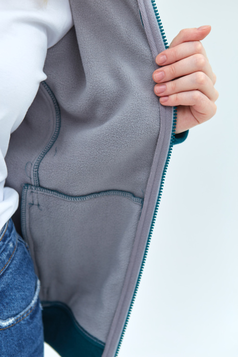 Толстовка женская STAN  с капюшоном на молнии сэндвич 320, 19, Изумрудный меланж (131) фото-4