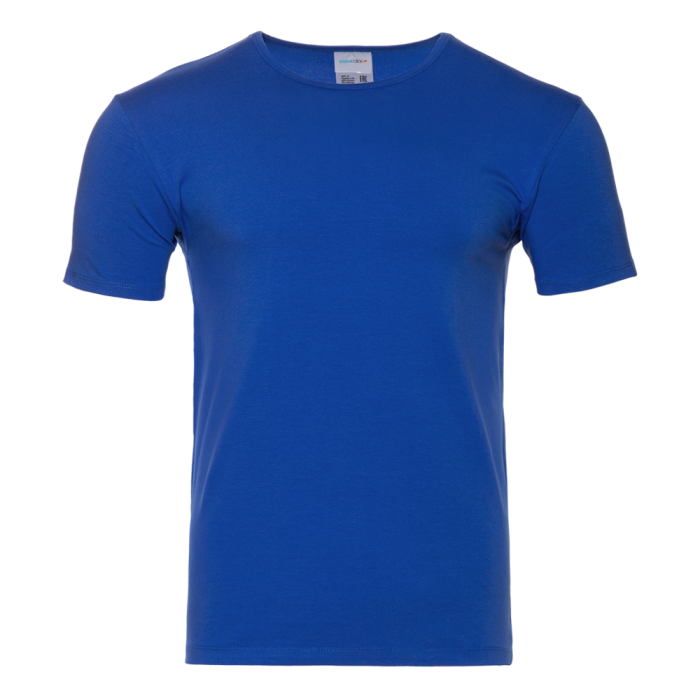 Синяя футболка арт. 37 облегающего силуэта, 92% хлопок, 8% эластан, 180 гр/м2, оптом | Мерч, униформа и текстиль для бизнеса  фото-0