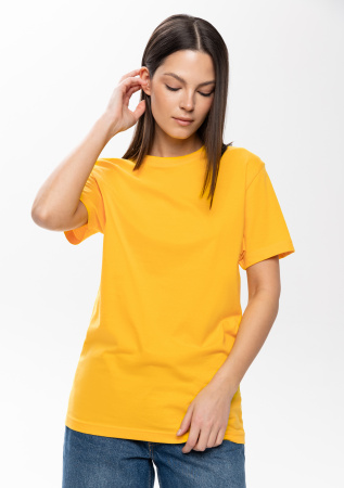 Жёлтая футболка арт. 02 прямого кроя из 100% хлопка, 160 гр/м2, оптом | Мерч, униформа и текстиль для бизнеса photo-7