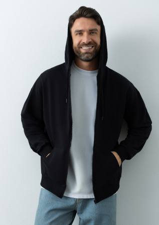 Черная толстовка на молнии STAN арт. 99, футер без начёса, 100% хлопок, 240 гр/м2  | Мерч, униформа и текстиль для бизнеса photo-8