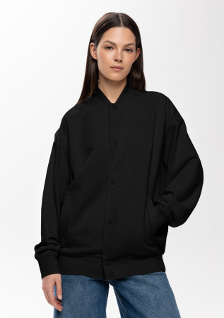 Черный однотонный бомбер арт. 70, футер 3-нитка (70% хлопок, 30% эластан), оптом | Мерч, униформа и текстиль для бизнеса photo-4