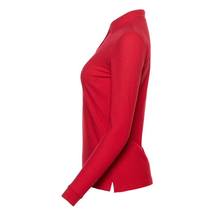 Женская красная рубашка поло с длинным рукавом арт. 04SW приталенного кроя, 65% хлопок, 35% полиэстер, 185 гр/м2, оптом | Мерч, униформа и текстиль для бизнеса  фото-2