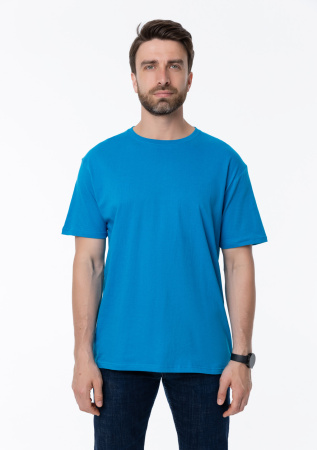 Лазурная футболка арт. 02 прямого кроя из 100% хлопка, 160 гр/м2, оптом | Мерч, униформа и текстиль для бизнеса  photo-3