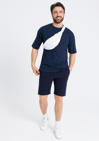 Тёмно-синяя футболка арт. 39 оверсайз кроя, из 100% хлопка, 140 гр/м2, оптом | Мерч, униформа и текстиль для бизнеса   photo-8