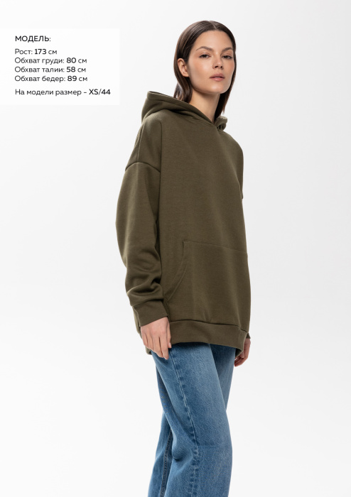 Худи унисекс STAN  оверсайз 320, 69, Оливковый хаки (36) | Мерч, униформа и текстиль для бизнеса фото-3