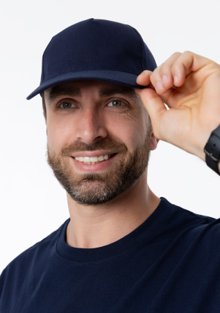 Темно-синяя бейсболка арт. 10L, 5 клиньев из 100% хлопка, 150 гр/м2, оптом | Мерч, униформа и текстиль для бизнеса  photo-7