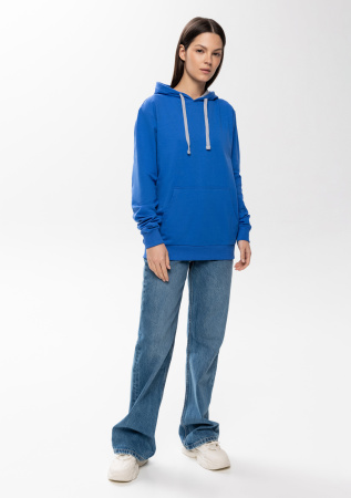 Синее худи арт. 23 с контрастным капюшоном, футер без начеса 100% хлопок, 260 гр/м2 | Мерч, униформа и текстиль для бизнеса photo-3