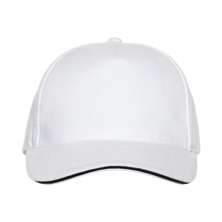 Белая бейсболка с кантом арт. 11K, 5 клиньев, 100% хлопок, 280 гр/м2, оптом | Мерч, униформа и текстиль для бизнеса  photo-3