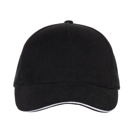 Черная бейсболка с кантом арт. 11K, 5 клиньев, 100% хлопок, 280 гр/м2, оптом | Мерч, униформа и текстиль для бизнеса  photo-3