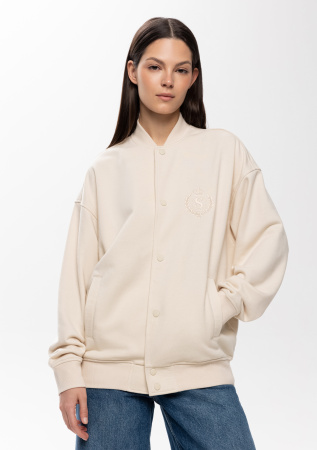 Молочный однотонный бомбер арт. 70, футер 3-нитка (70% хлопок, 30% эластан), оптом | Мерч, униформа и текстиль для бизнеса photo-5