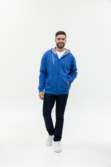 Толстовка  мужская STAN с капюшоном на молнии  футер с начёсом 280, 17,Синий (16) | Мерч, униформа и текстиль для бизнеса фото-4