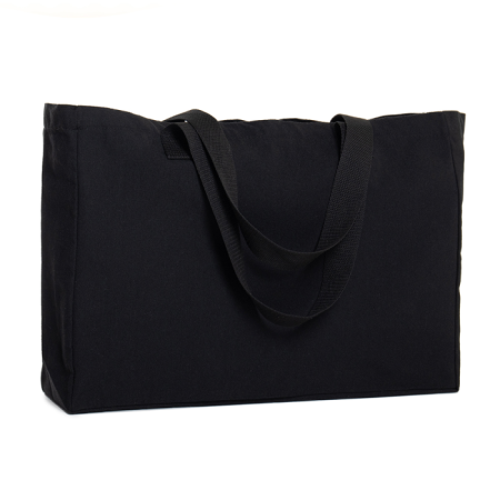 Сумка шопер с кнопкой полиэстер/хлопок 48*32*12, 340, 252, Чёрный (20) photo-0