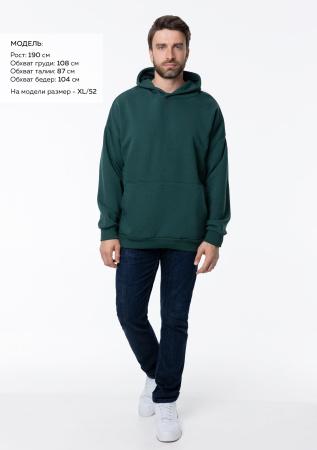 Худи унисекс STAN оверсайз футер без начёса 350, 66, Т-зелёный (130)  | Мерч, униформа и текстиль для бизнеса photo-3