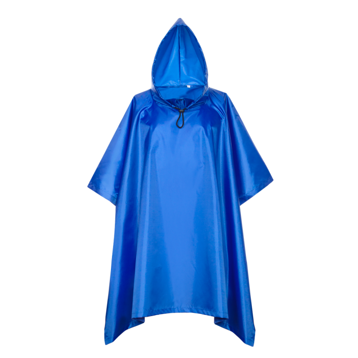 Синий однотонный дождевик-пончо арт. 302, Taffeta 190 T (100% полиэстер) | Мерч, униформа и текстиль для бизнеса фото-0