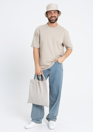 Песочно бежевая футболка арт. 56 оверсайз кроя из 100% хлопка, 240 гр/м2, оптом | Мерч, униформа и текстиль для бизнеса  photo-4