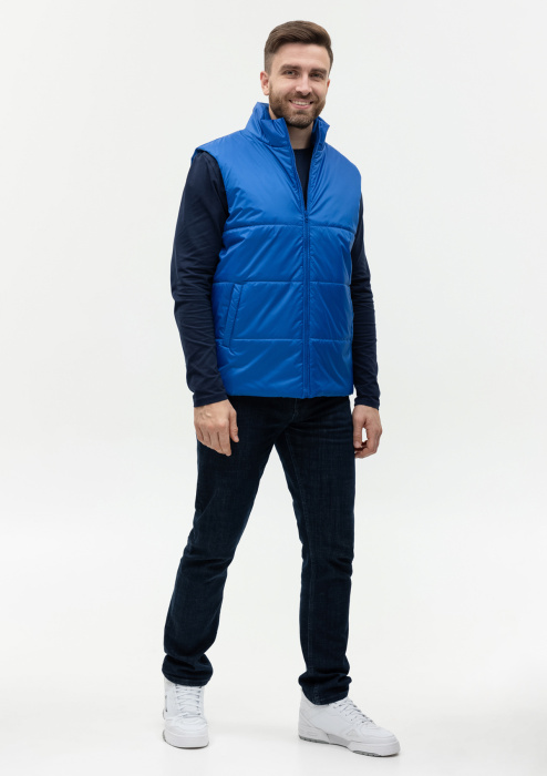 Синий однотонный утепленный жилет арт. 84, 100% нейлон, оптом | Мерч, униформа и текстиль для бизнеса фото-3