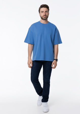 Голубая футболка арт. 40 оверсайз кроя, состав 65% хлопок 35% полиэстер, 260 гр/м2, оптом| Мерч, униформа и текстиль для бизнеса  photo-7