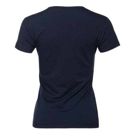 Женская темно-синяя футболка арт. 37W приталенного силуэта, 92% хлопок и 8% эластан, 180 гр/м2, оптом | Мерч, униформа и текстиль для бизнеса 
 photo-1