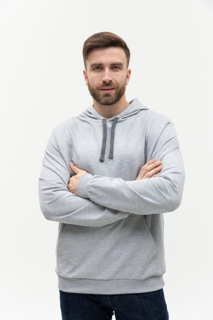 Серое худи арт. 23 с контрастным капюшоном, футер без начеса 100% хлопок, 260 гр/м2 | Мерч, униформа и текстиль для бизнеса photo-5