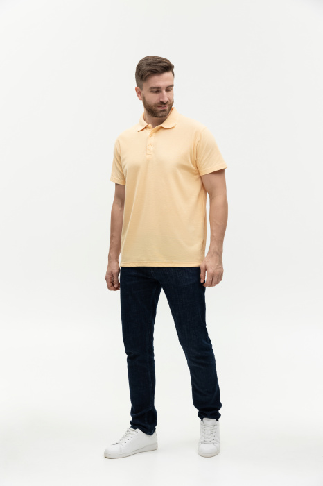 Бежевая рубашка поло арт. 04, 65% хлопок, 35% полиэстер, 185 гр/м2, оптом | Мерч, униформа и текстиль для бизнеса  фото-3