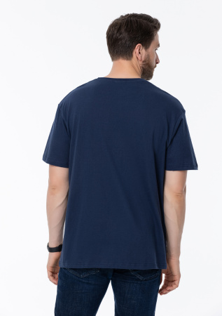 Тёмно-синяя футболка арт. 02 прямого кроя из 100% хлопка, 160 гр/м2, оптом | Мерч, униформа и текстиль для бизнеса  photo-6