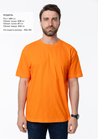 Оранжевая футболка арт. 02 прямого кроя из 100% хлопка, 160 гр/м2, оптом | Мерч, униформа и текстиль для бизнеса  photo-1