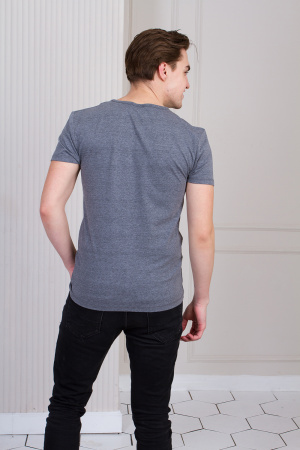 Серая футболка арт. 37 облегающего силуэта, 92% хлопок, 8% эластан, 180 гр/м2, оптом | Мерч, униформа и текстиль для бизнеса  photo-4