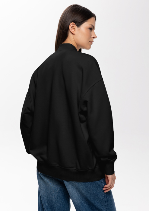 Черный однотонный бомбер арт. 70, футер 3-нитка (70% хлопок, 30% эластан), оптом | Мерч, униформа и текстиль для бизнеса фото-3