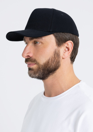 Черная бейсболка арт. 01, 5 клиньев из 100% хлопка, 330 гр/м2, оптом | Мерч, униформа и текстиль для бизнеса  photo-6