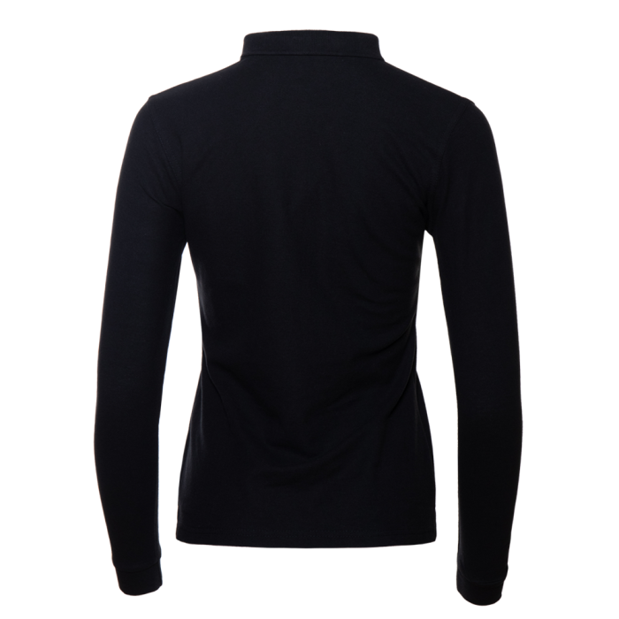 Женская черная рубашка поло с длинным рукавом арт. 04SW приталенного кроя, 65% хлопок, 35% полиэстер, 185 гр/м2, оптом | Мерч, униформа и текстиль для бизнеса  фото-1