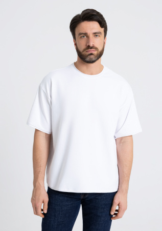 Белая футболка арт. 41 оверсайз кроя состав 95% хлопок 5% спандекс, 260 гр/м2, оптом | Мерч, униформа и текстиль для бизнеса   photo-5