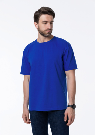 Синяя футболка арт. 02 прямого кроя из 100% хлопка, 160 гр/м2, оптом | Мерч, униформа и текстиль для бизнеса  photo-8