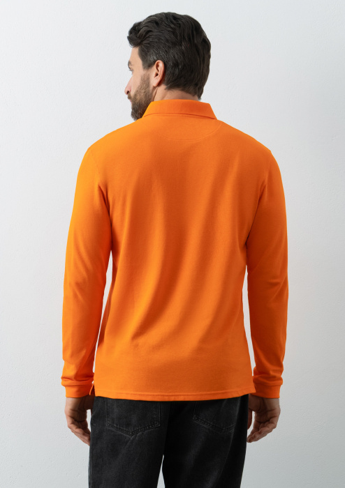 Рубашка поло унисекс STAN длинный рукав хлопок/полиэстер 185, 104S, Оранжевый (28) | Мерч, униформа и текстиль для бизнеса фото-4