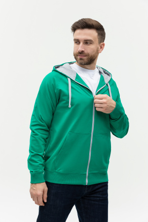Толстовка мужская STAN с капюшоном на молнии футер без начёса 260, 61, Зелёный (30) | Мерч, униформа и текстиль для бизнеса photo-5