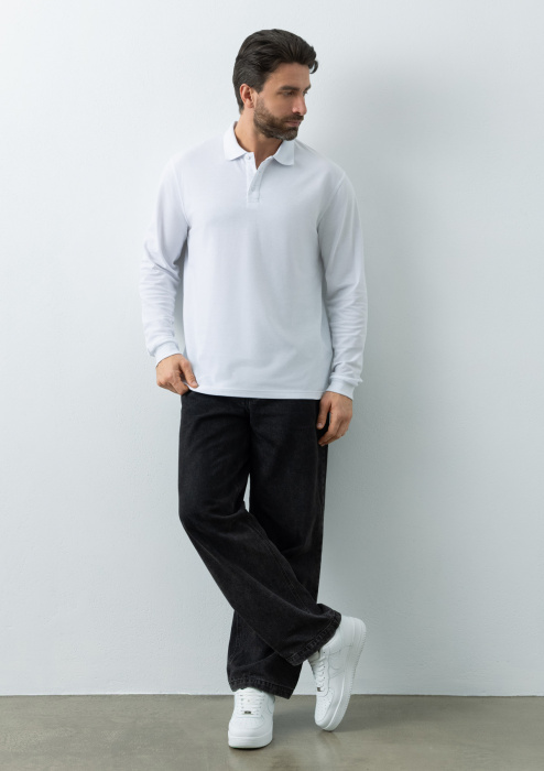 Рубашка поло унисекс STAN длинный рукав хлопок/полиэстер 185, 104S, Белый (10) | Мерч, униформа и текстиль для бизнеса фото-3