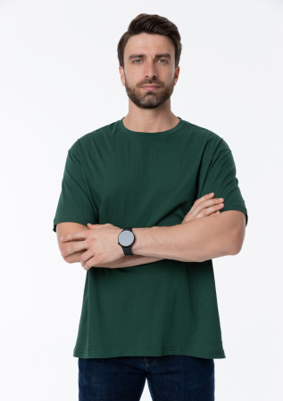Темно-зеленая футболка арт. 02 прямого кроя из 100% хлопка, 160 гр/м2, оптом | Мерч, униформа и текстиль для бизнеса  photo-7
