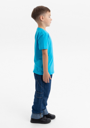 Бирюзовая детская футболка арт. 06U оверсайз кроя из 100% хлопка, 140 гр/м2, оптом | Мерч, униформа и текстиль для бизнеса photo-7