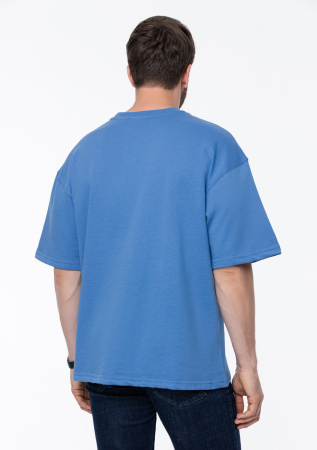 Голубая футболка арт. 40 оверсайз кроя, состав 65% хлопок 35% полиэстер, 260 гр/м2, оптом| Мерч, униформа и текстиль для бизнеса  photo-6