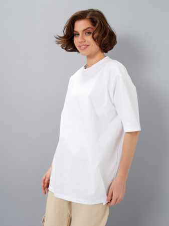 Белая футболка арт. 56 оверсайз кроя из 100% хлопка, 240 гр/м2, оптом | Мерч, униформа и текстиль для бизнеса  photo-11
