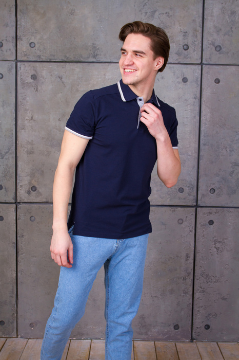 Темно-серая рубашка поло арт. 05 прямого кроя, 92% хлопок, 8% эластан, 200 гр/м2, оптом | Мерч, униформа и текстиль для бизнеса  фото-3