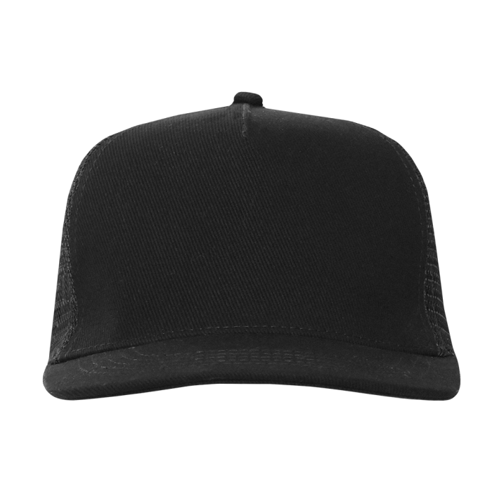 Черная бейсболка с прямым козырьком арт. 09, 5 клиньев из 100% хлопка, 330 гр/м2, оптом | Мерч, униформа и текстиль для бизнеса  фото-1
