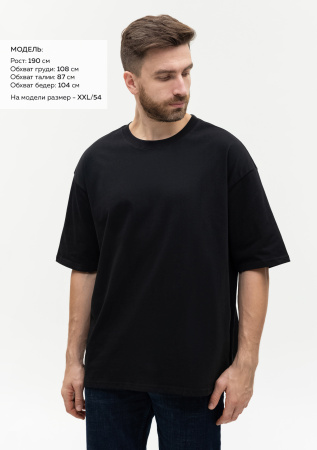 Чёрная футболка арт. 56 оверсайз кроя из 100% хлопка, 240 гр/м2, оптом | Мерч, униформа и текстиль для бизнеса  photo-1