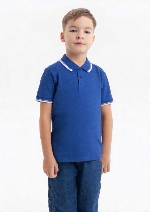 Детская синяя рубашка поло арт. 04TJ, 80% хлопок, 20% полиэстер, 185 гр/м2, оптом | Мерч, униформа и текстиль для бизнеса  фото-3